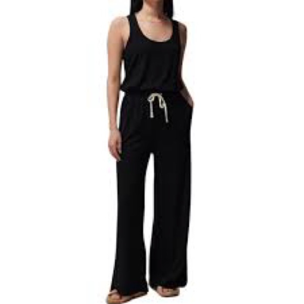 Spiritual Gangster Black Jumpsuit with Cream Drawstring